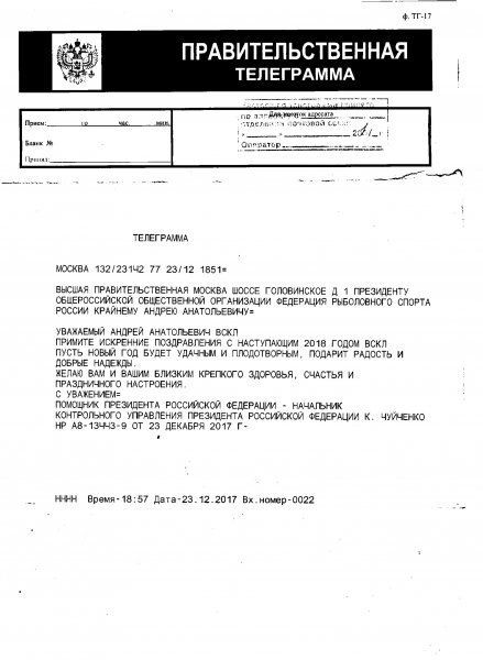 Поздравительная правительственная телеграмма