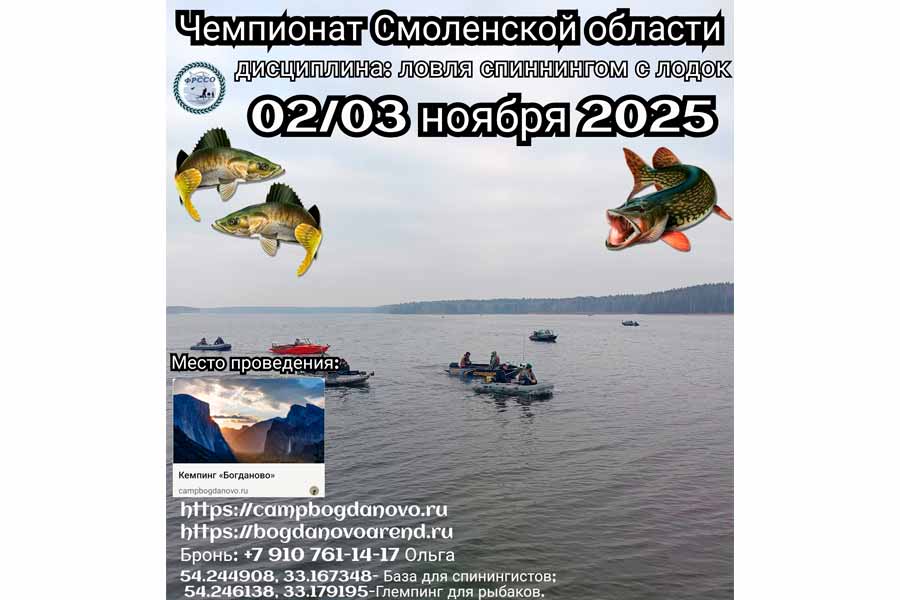 Чемпионат Смоленской области по ловле спиннингом с лодок 2-3 ноября 2025 г., Смоленская область, Рославльский район, п. Богданово, Десногорское водохранилище